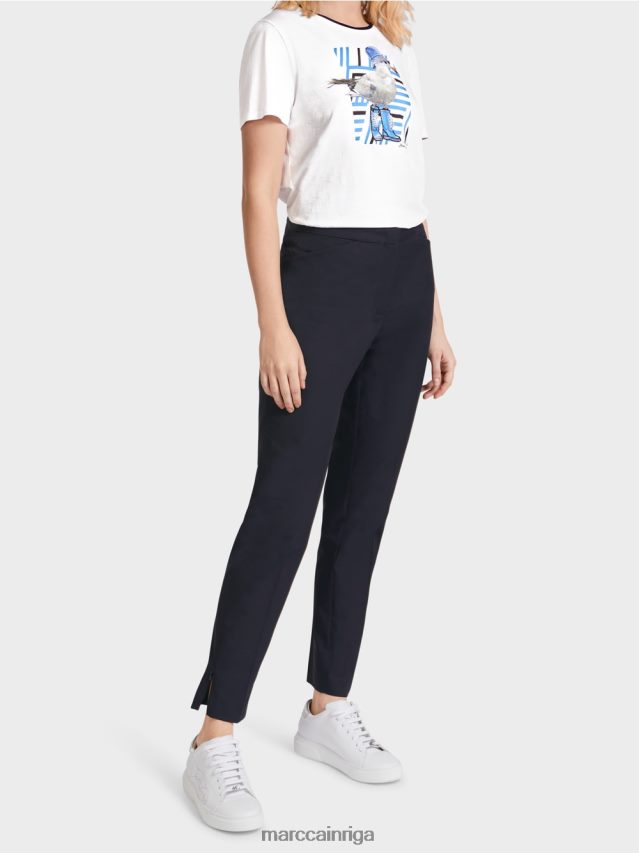 apģērbs pusnakts zils VRBHXD597 Marc Cain bikses ar rāvējslēdzēju apakšmalā