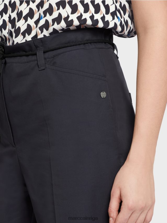 apģērbs pusnakts zils VRBHXD598 Marc Cain kokvilnas šorti ar kroku