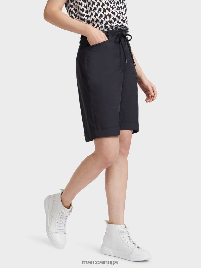 apģērbs pusnakts zils VRBHXD598 Marc Cain kokvilnas šorti ar kroku