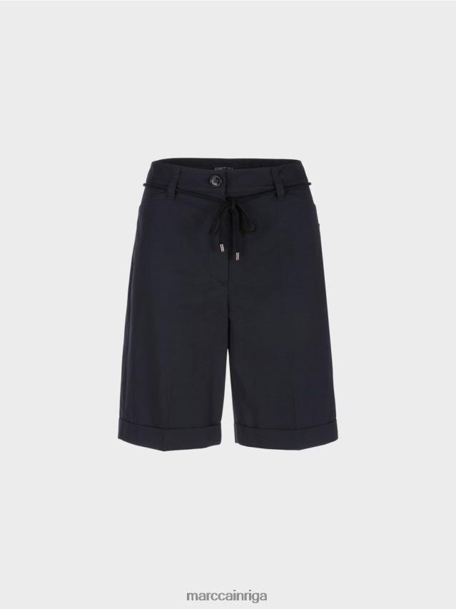 apģērbs pusnakts zils VRBHXD598 Marc Cain kokvilnas šorti ar kroku