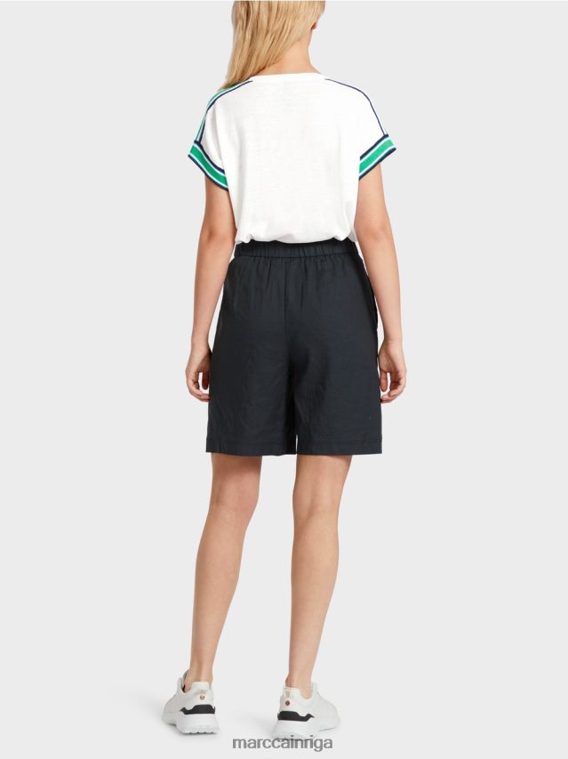 apģērbs pusnakts zils VRBHXD603 Marc Cain sievišķīgi šorti ar elastīgu jostasvietu