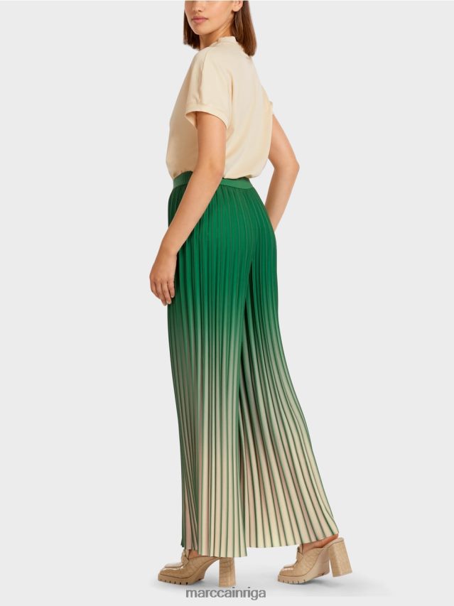 apģērbs sūnu zaļa VRBHXD719 Marc Cain kroku bikses ar spilgtu krāsu gradientu