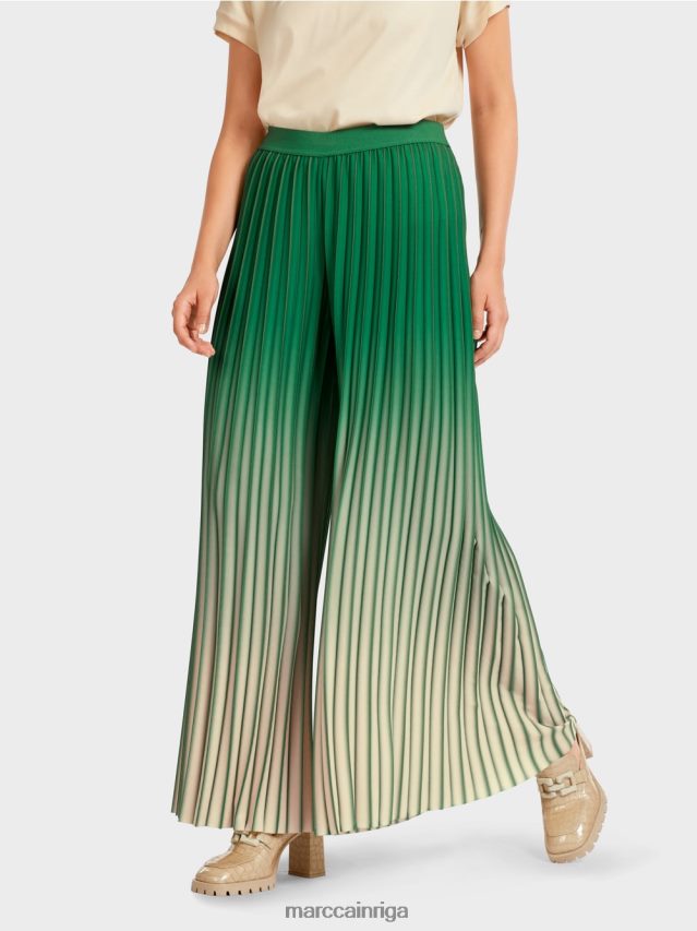 apģērbs sūnu zaļa VRBHXD719 Marc Cain kroku bikses ar spilgtu krāsu gradientu