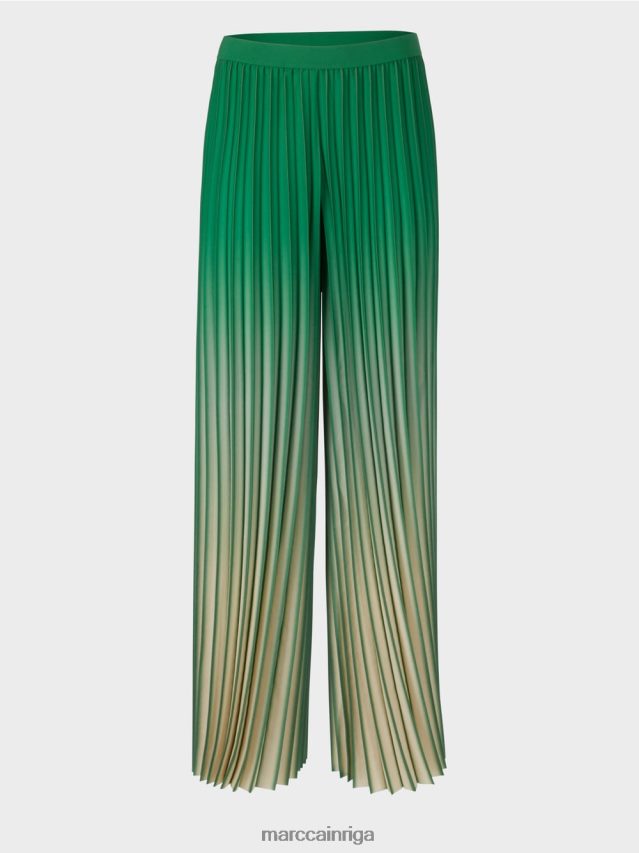 apģērbs sūnu zaļa VRBHXD719 Marc Cain kroku bikses ar spilgtu krāsu gradientu