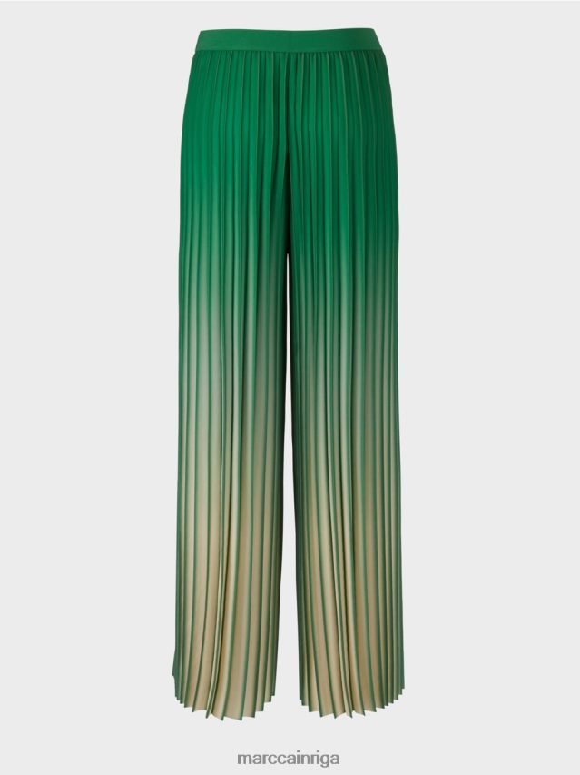 apģērbs sūnu zaļa VRBHXD719 Marc Cain kroku bikses ar spilgtu krāsu gradientu