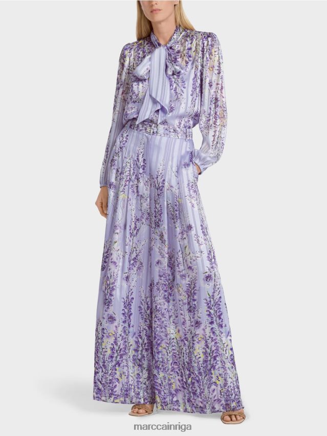 apģērbs spilgti ceriņi VRBHXD630 Marc Cain platas bikses ar wisteria apdruku