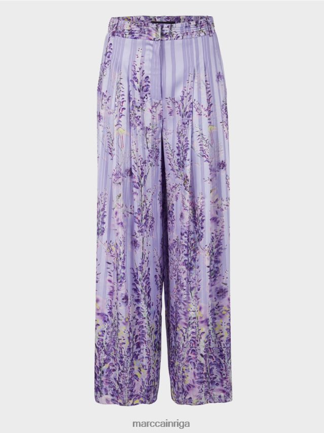 apģērbs spilgti ceriņi VRBHXD630 Marc Cain platas bikses ar wisteria apdruku
