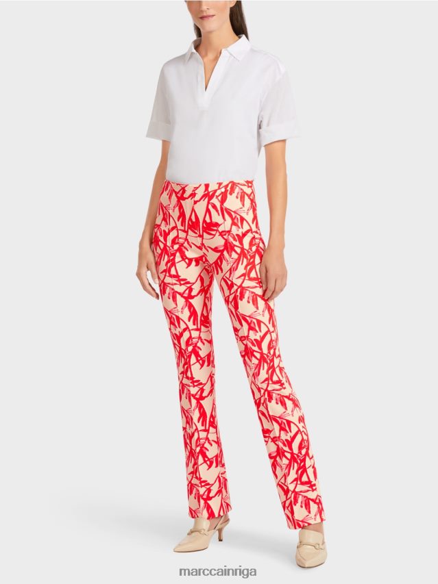 apģērbs spilgts iedegums VRBHXD702 Marc Cain bikses ziedu apdrukā