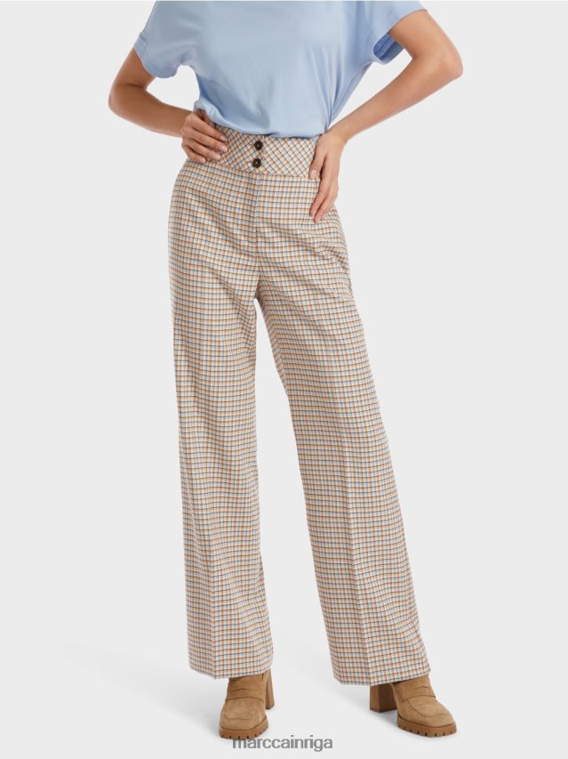 apģērbs tumšas vasaras debesis VRBHXD556 Marc Cain vaska bikses rūtītā dizainā
