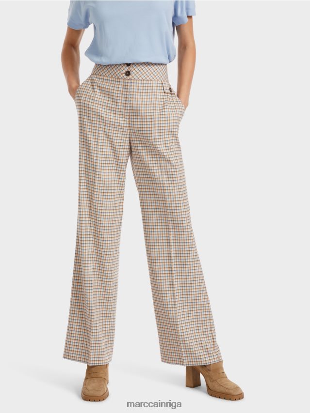 apģērbs tumšas vasaras debesis VRBHXD556 Marc Cain vaska bikses rūtītā dizainā