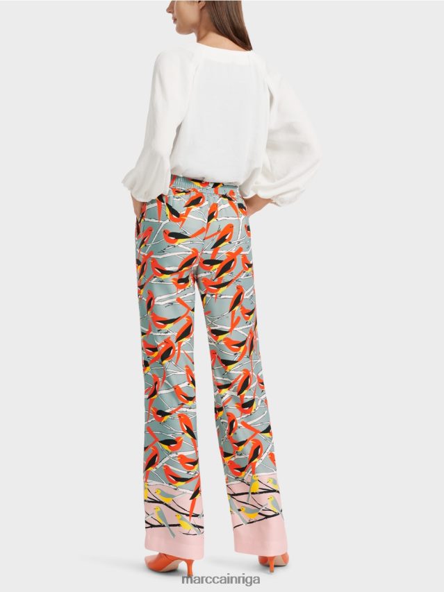 apģērbs tumši debeszils VRBHXD580 Marc Cain putnu dizaina bikses Vašingtona