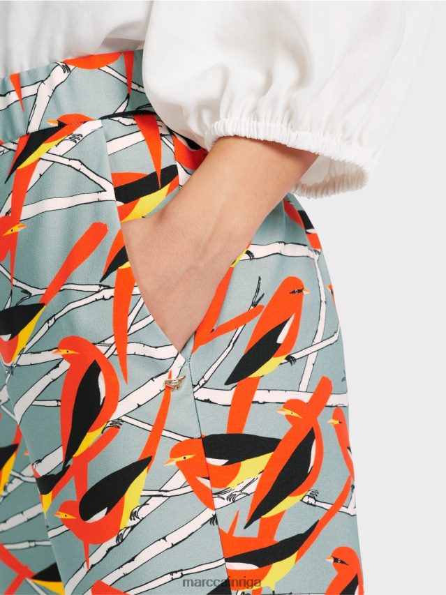 apģērbs tumši debeszils VRBHXD580 Marc Cain putnu dizaina bikses Vašingtona