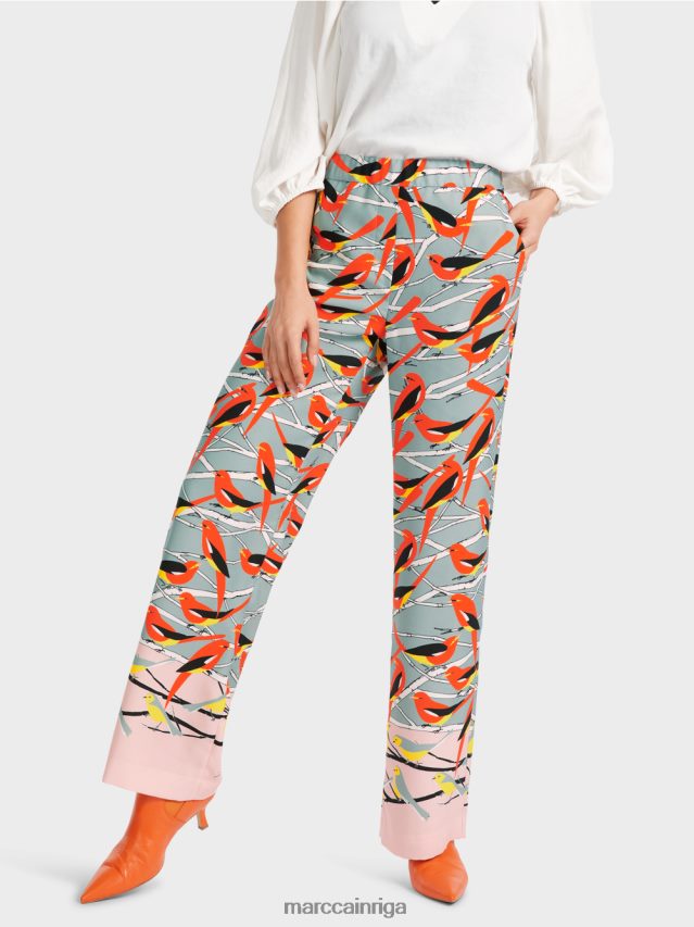 apģērbs tumši debeszils VRBHXD580 Marc Cain putnu dizaina bikses Vašingtona