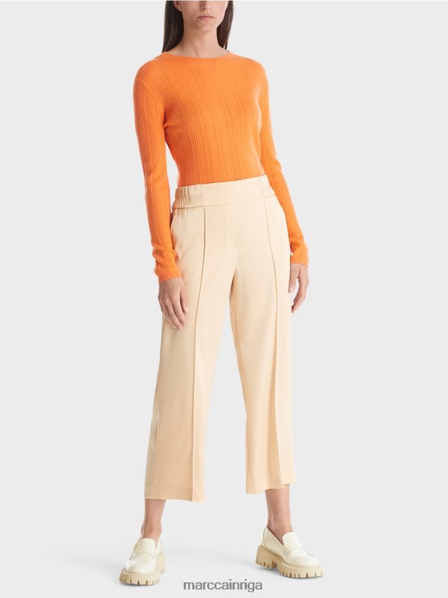 apģērbs tumšs krēms VRBHXD553 Marc Cain Washington midi garuma platas bikses