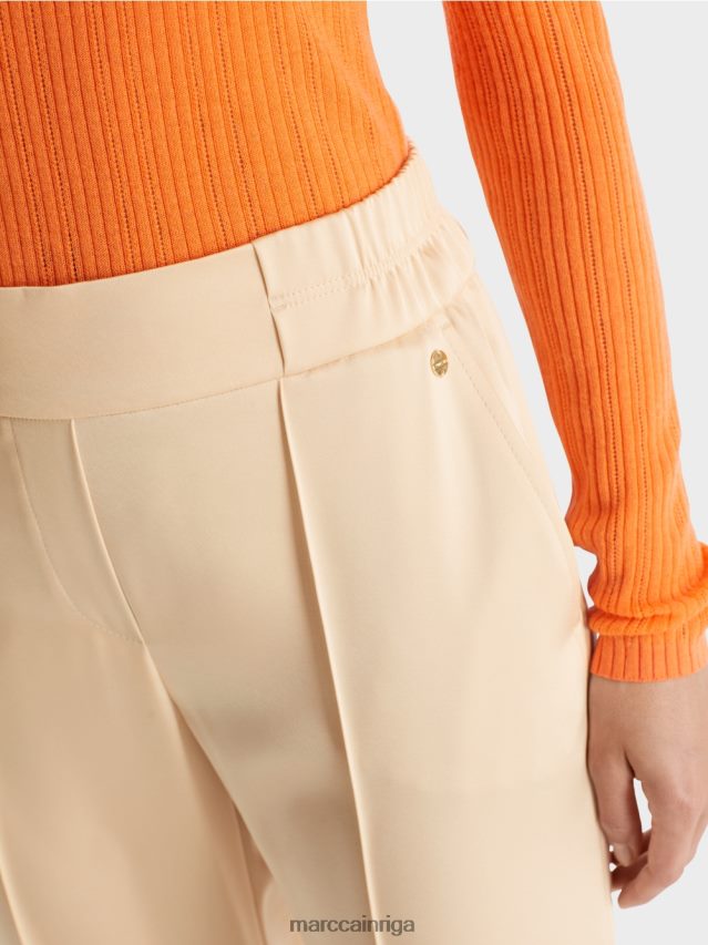 apģērbs tumšs krēms VRBHXD553 Marc Cain Washington midi garuma platas bikses