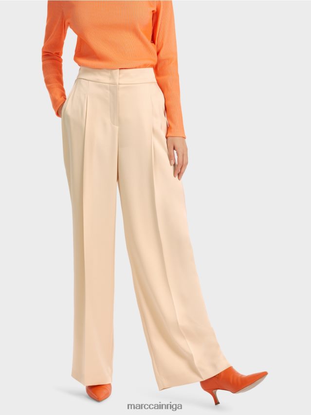 apģērbs tumšs krēms VRBHXD557 Marc Cain kroku wichita bikses ar platu kāju