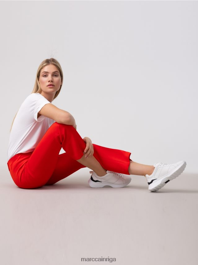apģērbs uguns sarkans VRBHXD643 Marc Cain frederica slim džersija bikses
