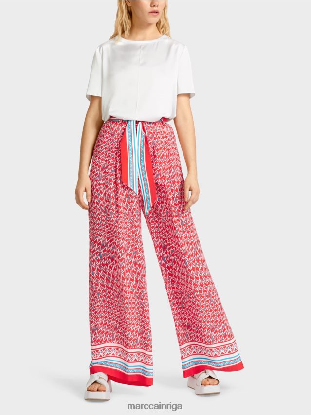 apģērbs uguns sarkans VRBHXD669 Marc Cain Vinipegas bikses ar platām kājām