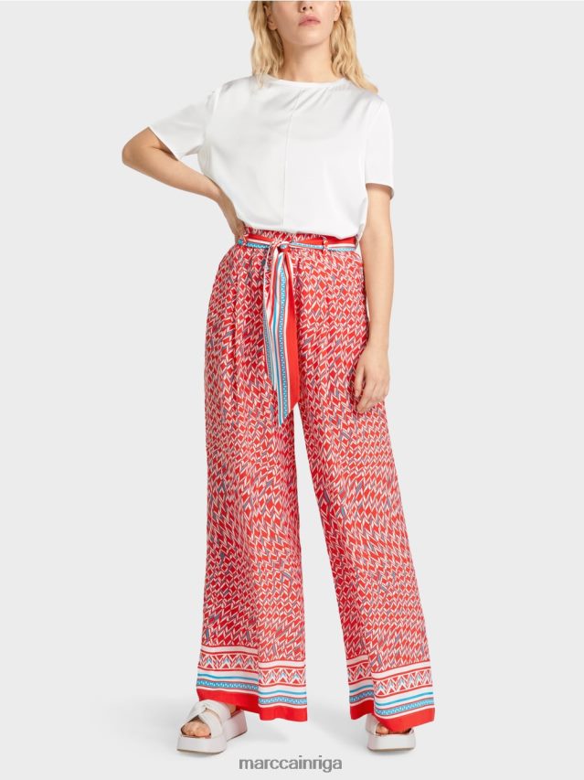 apģērbs uguns sarkans VRBHXD669 Marc Cain Vinipegas bikses ar platām kājām