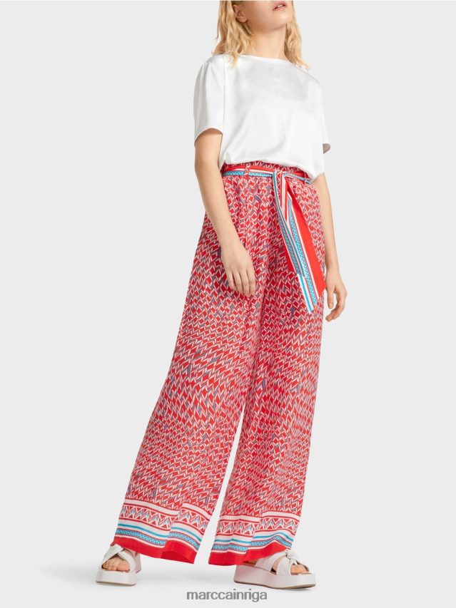 apģērbs uguns sarkans VRBHXD669 Marc Cain Vinipegas bikses ar platām kājām