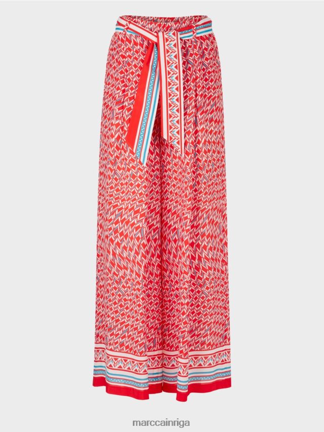 apģērbs uguns sarkans VRBHXD669 Marc Cain Vinipegas bikses ar platām kājām