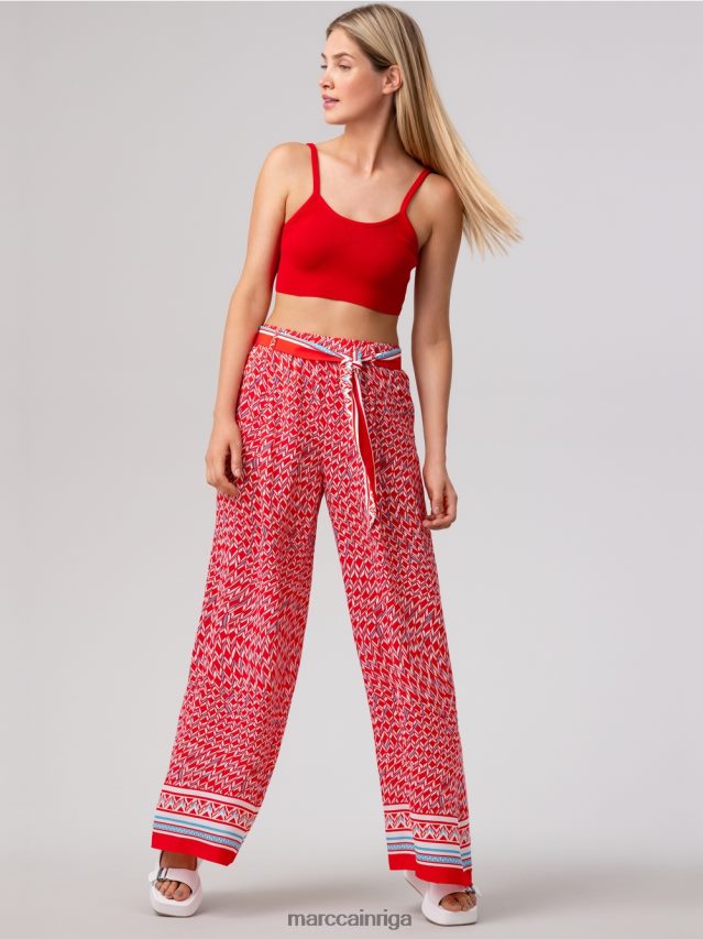 apģērbs uguns sarkans VRBHXD672 Marc Cain witten bikses septiņdesmito gadu dizainā
