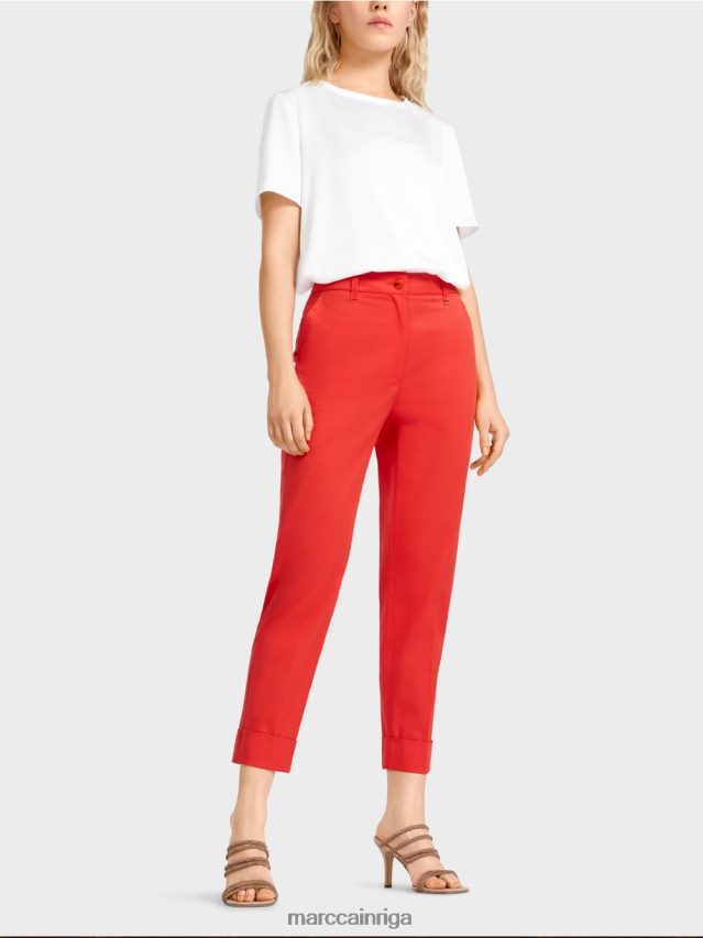 apģērbs uguns sarkans VRBHXD677 Marc Cain franca bikses ar kroku un aproci