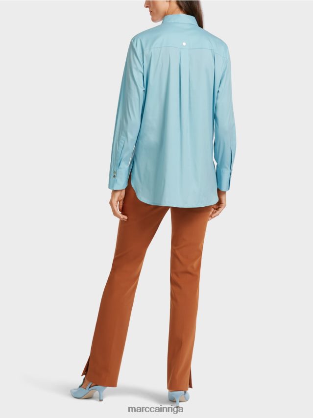 apģērbs atmosfēras zils VRBHXD1016 Marc Cain gara blūze no kokvilnas maisījuma