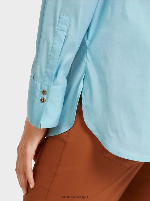 apģērbs atmosfēras zils VRBHXD1016 Marc Cain gara blūze no kokvilnas maisījuma