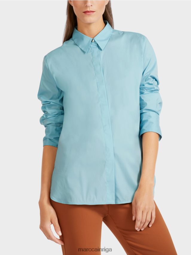 apģērbs atmosfēras zils VRBHXD1016 Marc Cain gara blūze no kokvilnas maisījuma