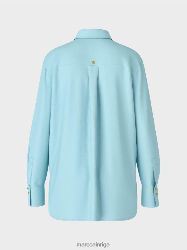 apģērbs atmosfēras zils VRBHXD1016 Marc Cain gara blūze no kokvilnas maisījuma