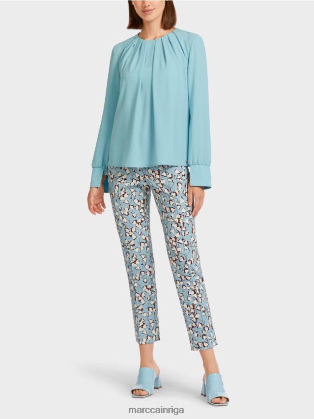 apģērbs atmosfēras zils VRBHXD1020 Marc Cain blūzes stila tops ar ielocēm