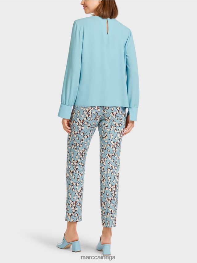 apģērbs atmosfēras zils VRBHXD1020 Marc Cain blūzes stila tops ar ielocēm