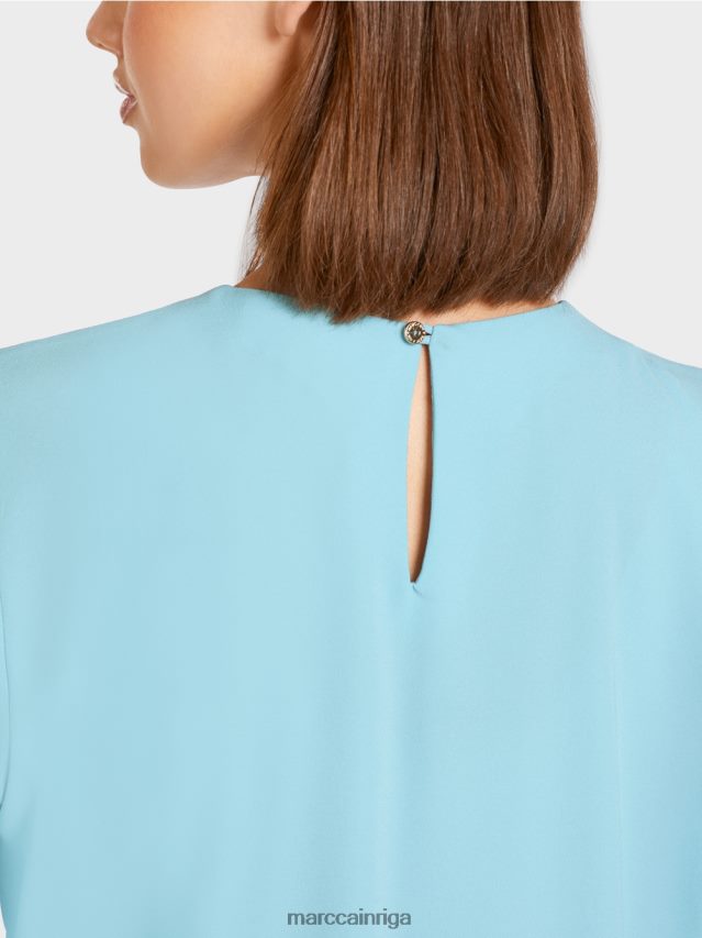 apģērbs atmosfēras zils VRBHXD1020 Marc Cain blūzes stila tops ar ielocēm