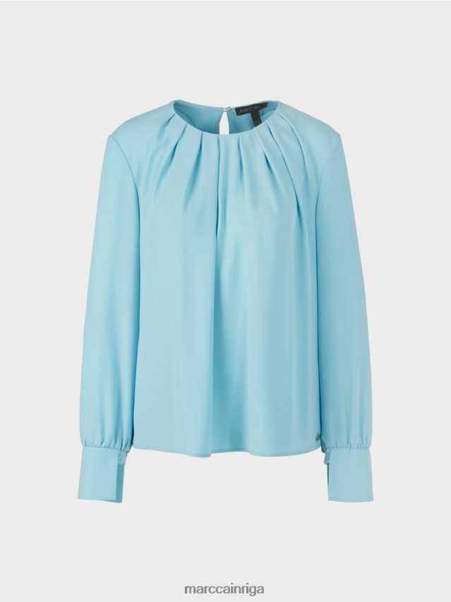 apģērbs atmosfēras zils VRBHXD1020 Marc Cain blūzes stila tops ar ielocēm