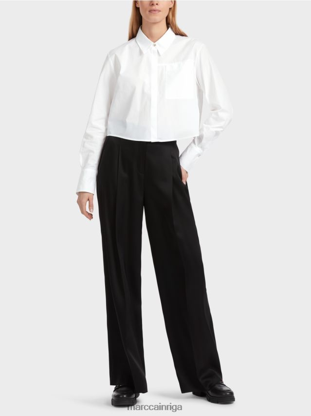 apģērbs balts VRBHXD840 Marc Cain īsa kokvilnas blūze