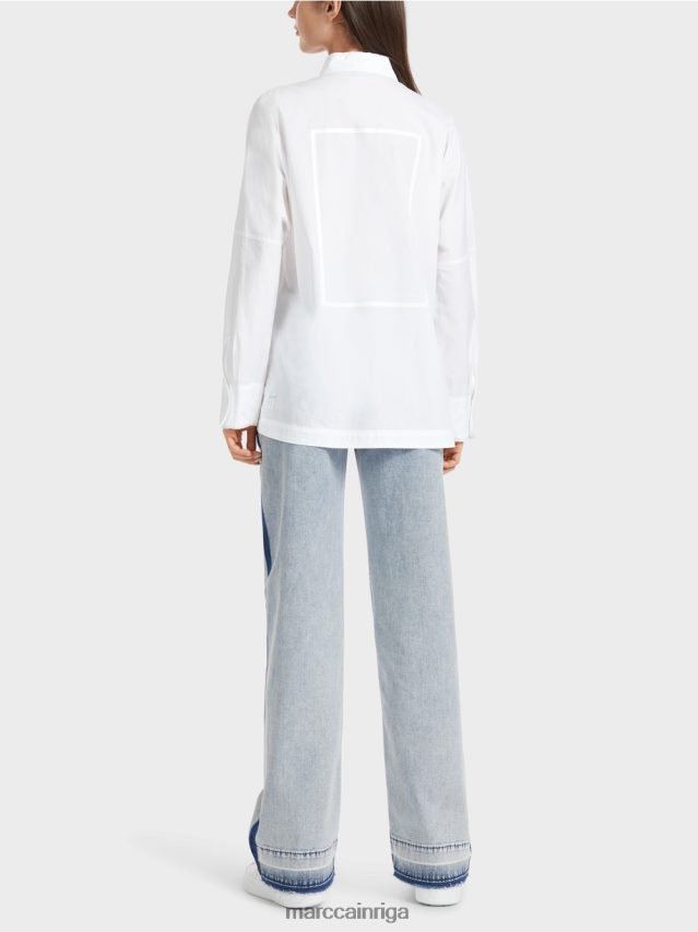 apģērbs balts VRBHXD868 Marc Cain \"pārdomājiet kopā\" ​​kimono blūze