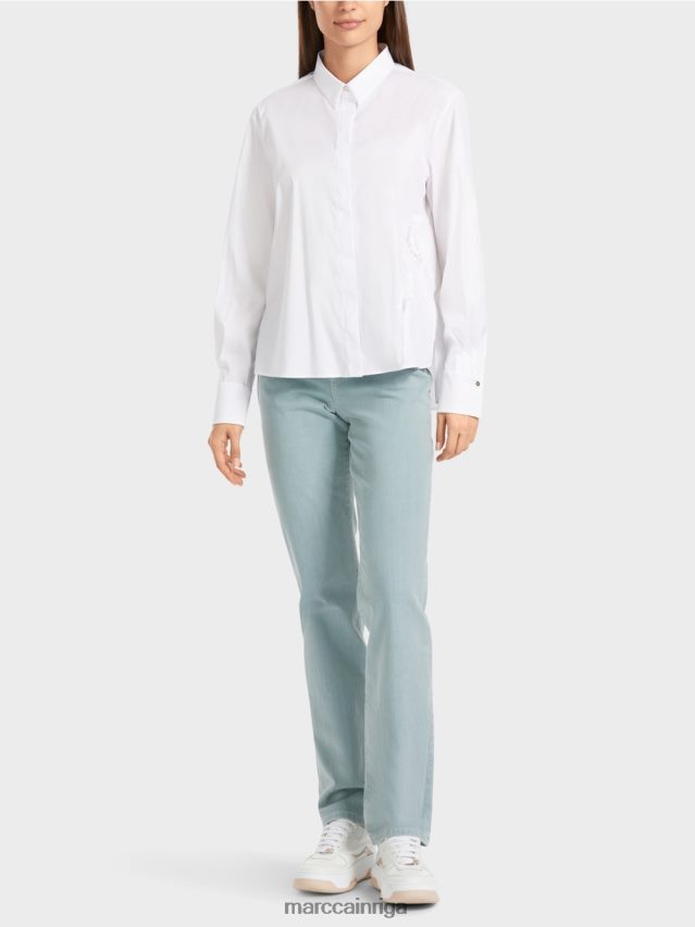 apģērbs balts VRBHXD877 Marc Cain plata kreklblūze ar aplikāciju