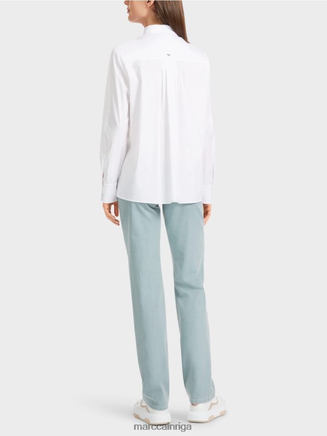 apģērbs balts VRBHXD877 Marc Cain plata kreklblūze ar aplikāciju