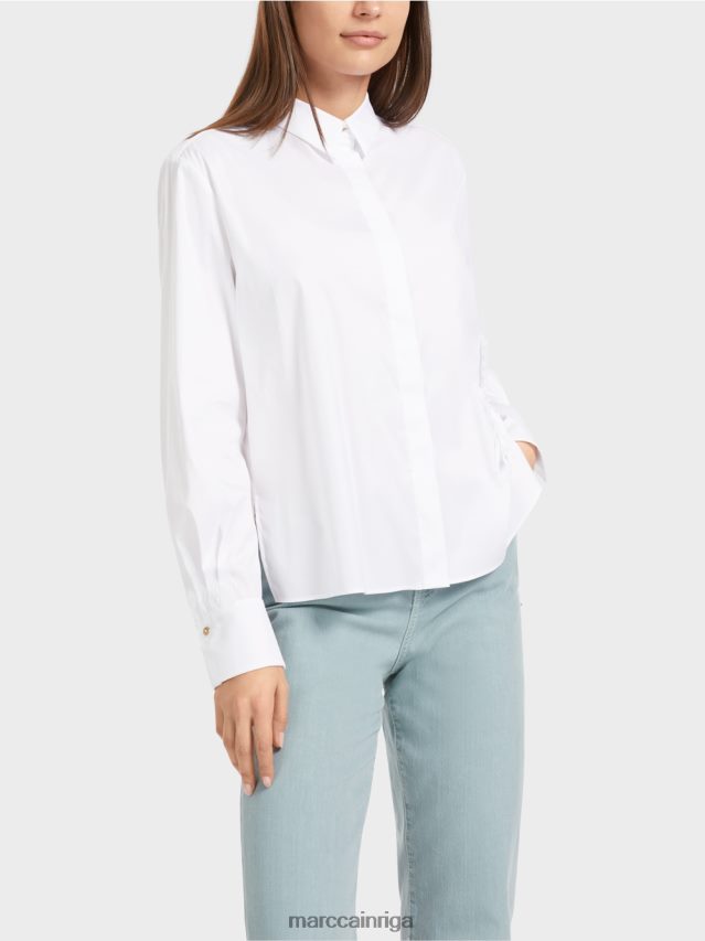 apģērbs balts VRBHXD877 Marc Cain plata kreklblūze ar aplikāciju