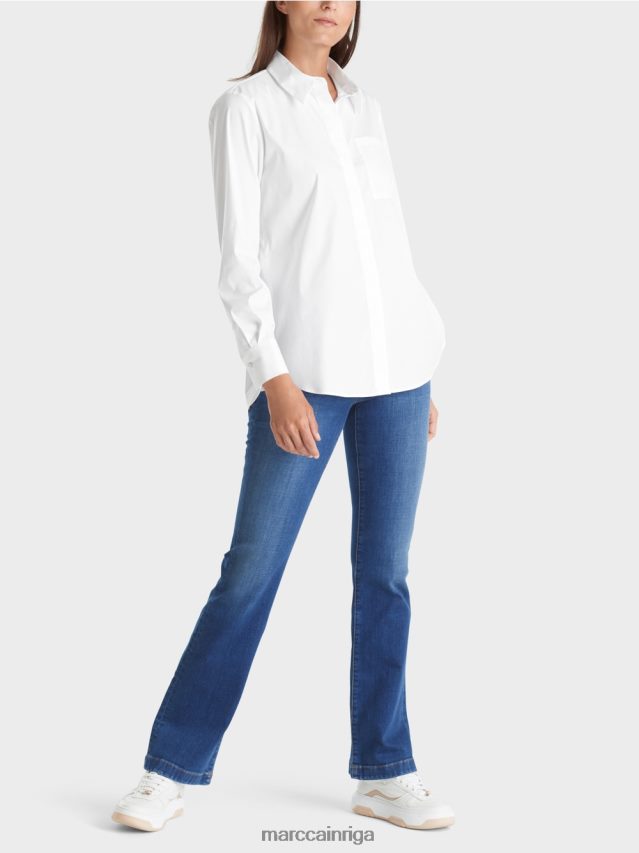 apģērbs balts VRBHXD902 Marc Cain kokvilnas elastīga blūze