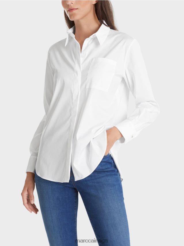 apģērbs balts VRBHXD902 Marc Cain kokvilnas elastīga blūze