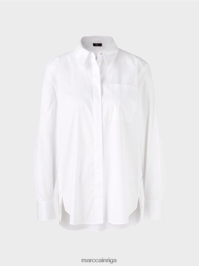 apģērbs balts VRBHXD902 Marc Cain kokvilnas elastīga blūze