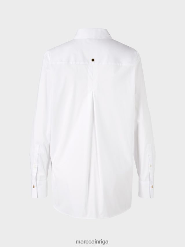 apģērbs balts VRBHXD902 Marc Cain kokvilnas elastīga blūze