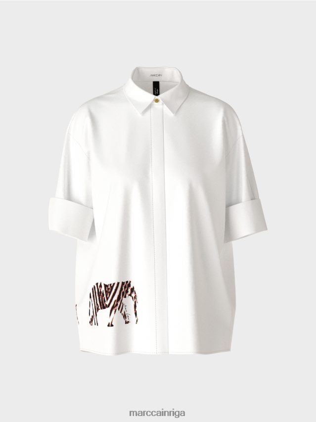 apģērbs balts VRBHXD909 Marc Cain blūze ar 3/4 garuma piedurknēm