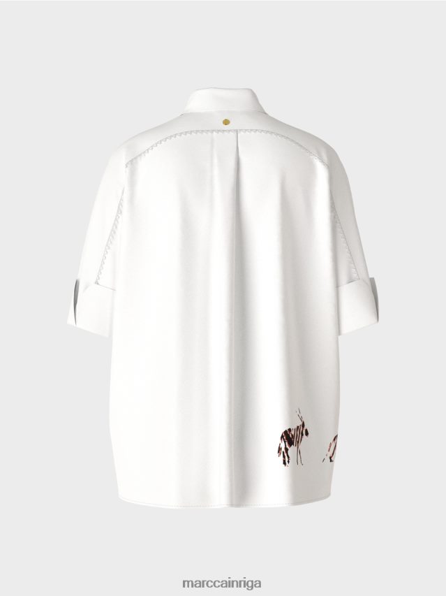 apģērbs balts VRBHXD909 Marc Cain blūze ar 3/4 garuma piedurknēm