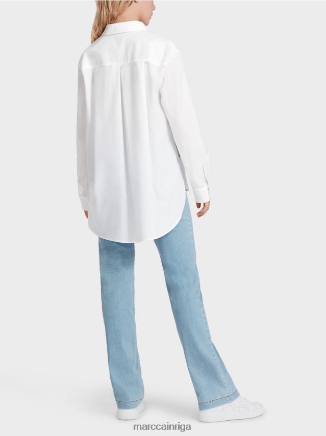 apģērbs balts VRBHXD925 Marc Cain kreklu blūze ar ievietotu apdruku
