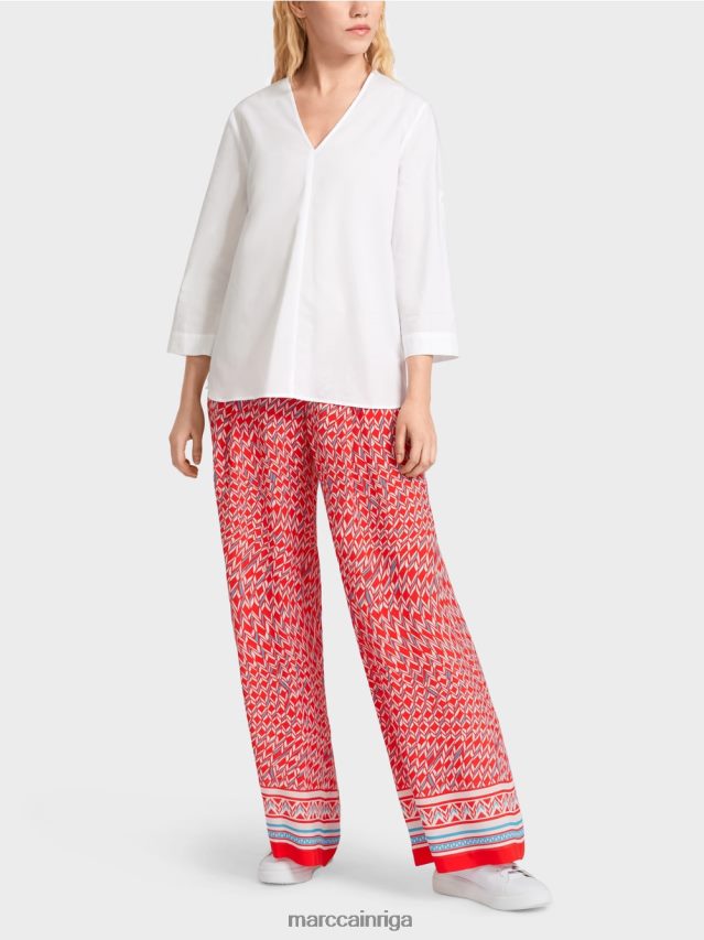 apģērbs balts VRBHXD931 Marc Cain "pārdomājiet kopā" ​​blūze ar cilnēm