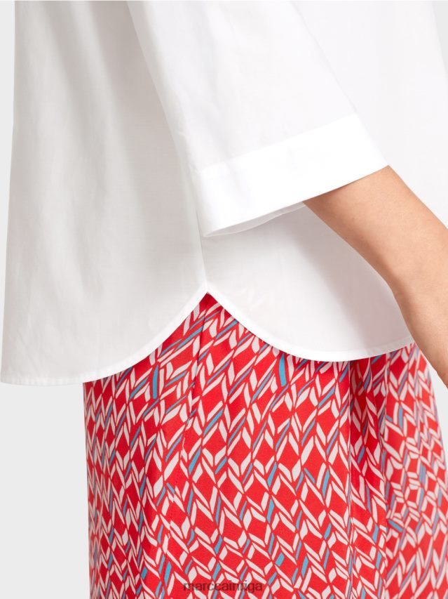 apģērbs balts VRBHXD931 Marc Cain \"pārdomājiet kopā\" ​​blūze ar cilnēm