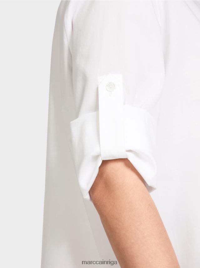 apģērbs balts VRBHXD931 Marc Cain \"pārdomājiet kopā\" ​​blūze ar cilnēm